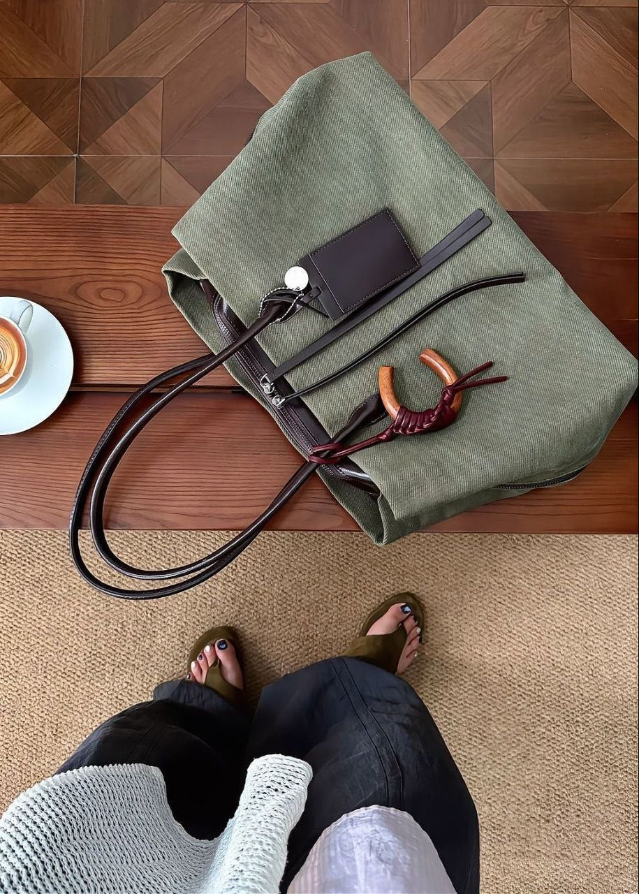 Montara Olive Canvas Weekender Tote Bag