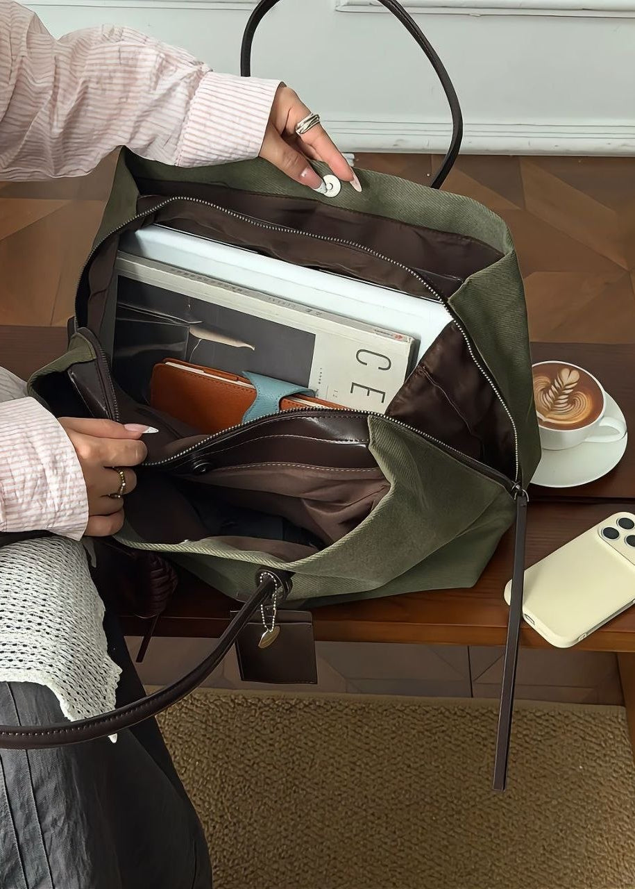 Montara Olive Canvas Weekender Tote Bag
