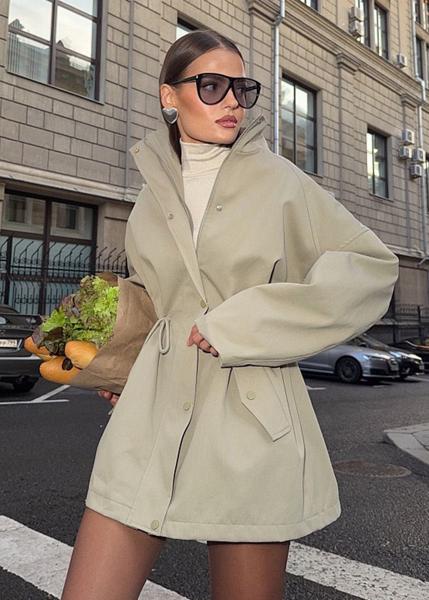 Sloane Beige Drawstring Utility Jacket