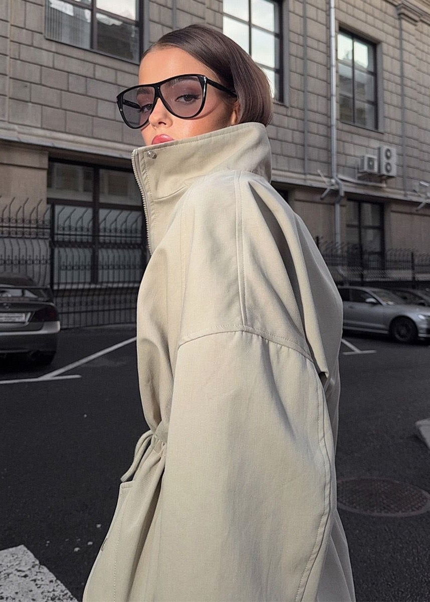 Sloane Beige Drawstring Utility Jacket