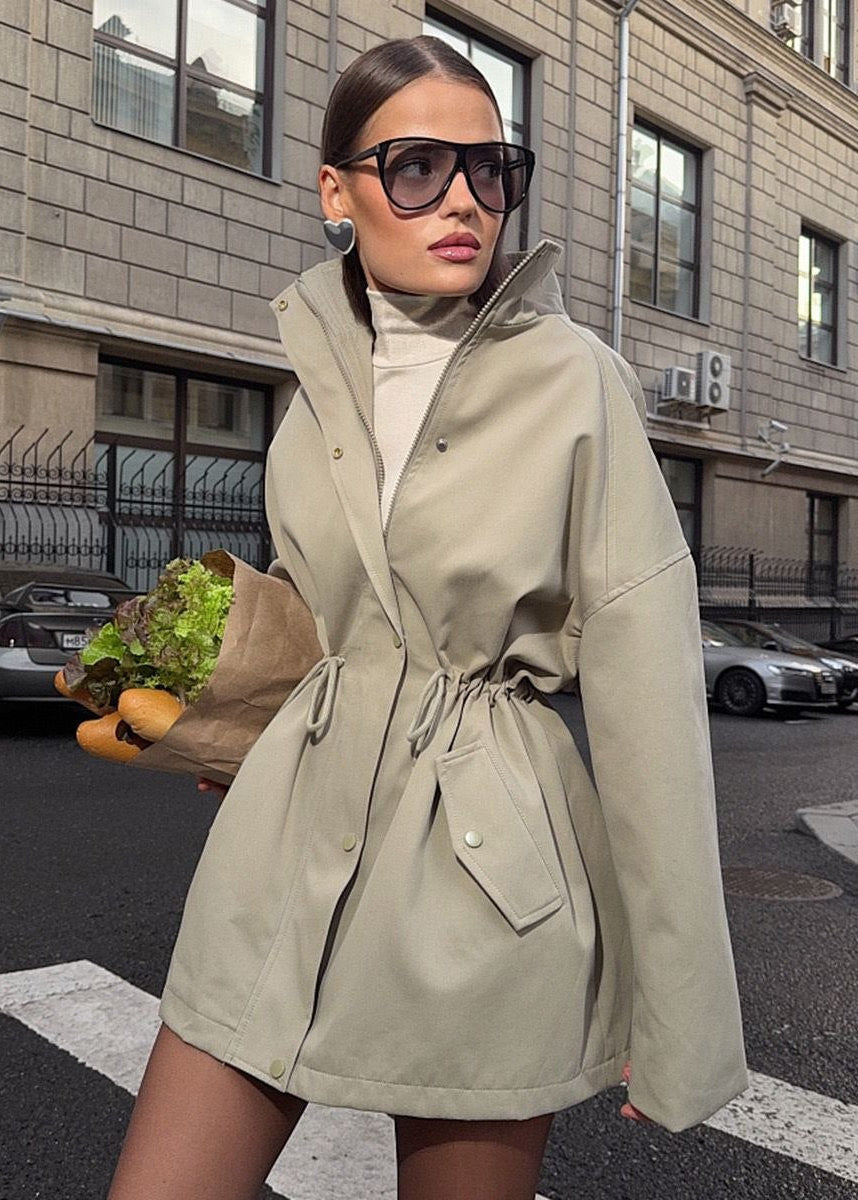 Sloane Beige Drawstring Utility Jacket