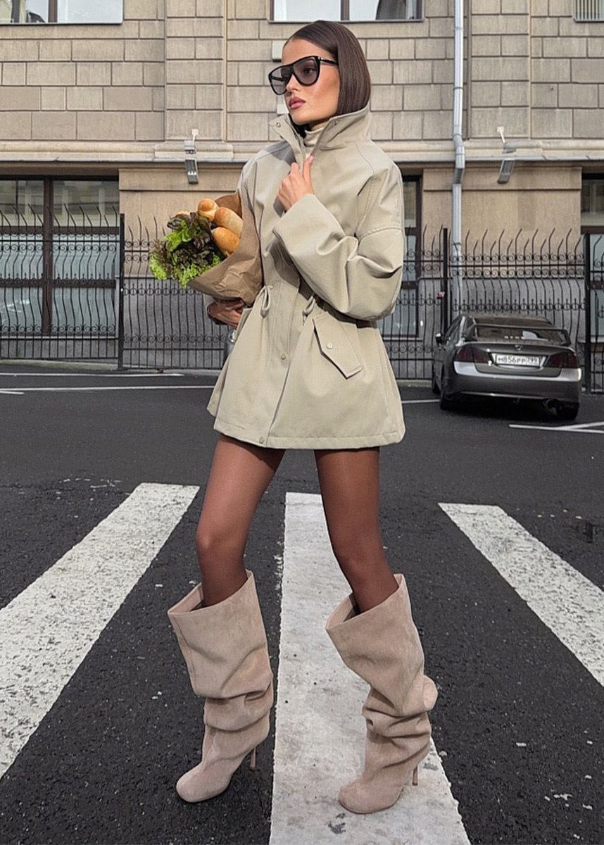 Sloane Beige Drawstring Utility Jacket