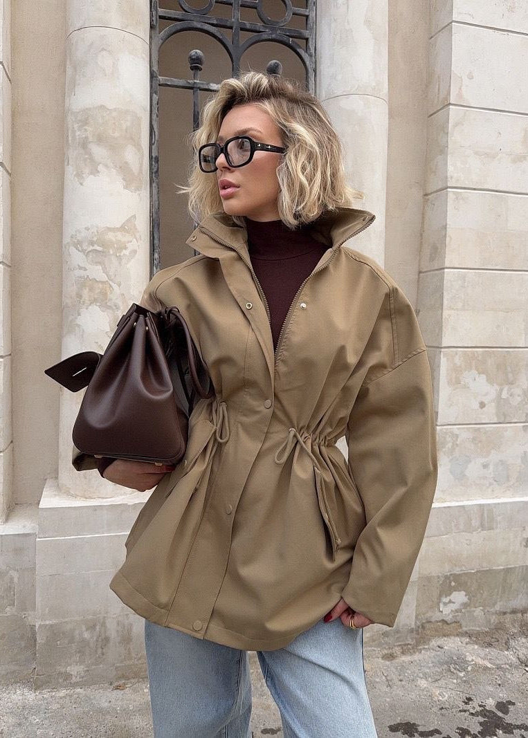 Sloane Beige Drawstring Utility Jacket