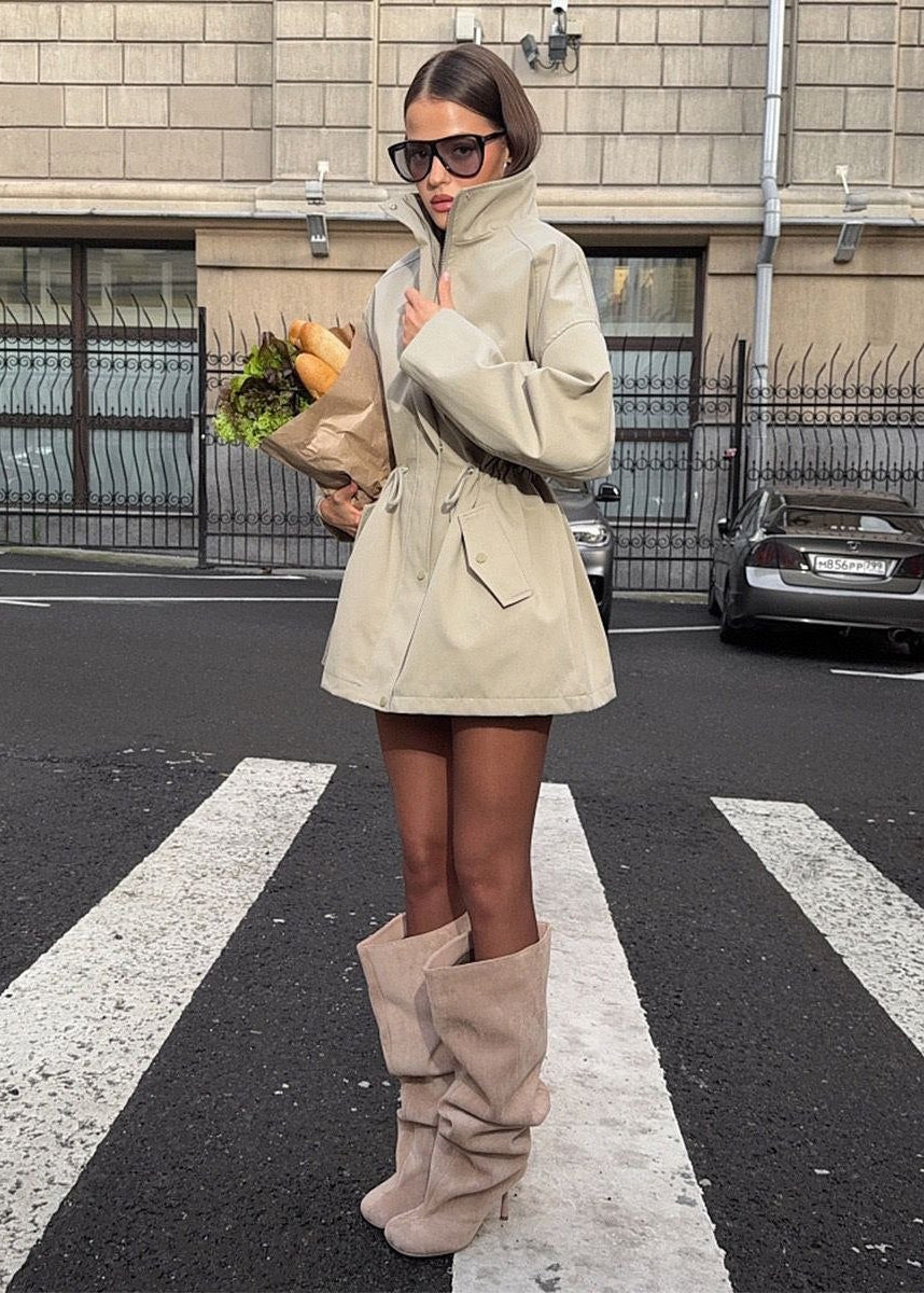 Sloane Beige Drawstring Utility Jacket