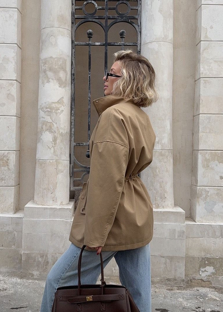 Sloane Beige Drawstring Utility Jacket