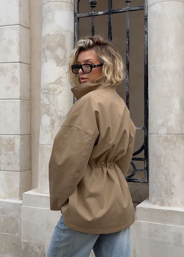 Sloane Beige Drawstring Utility Jacket