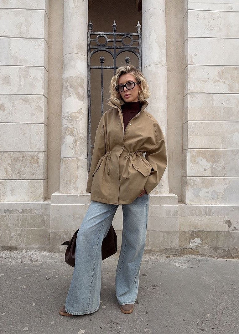 Sloane Beige Drawstring Utility Jacket