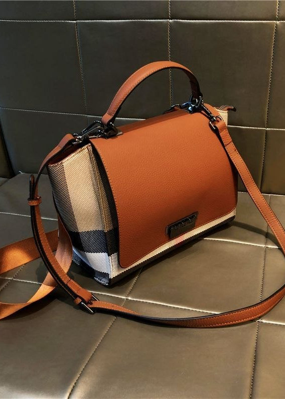 Brielle Plaid Panel Structured Satchel Bag
