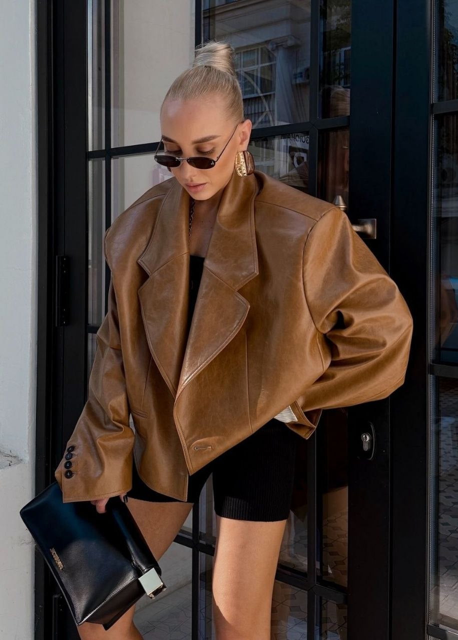 Valencia Oversized Faux Leather Blazer Jacket