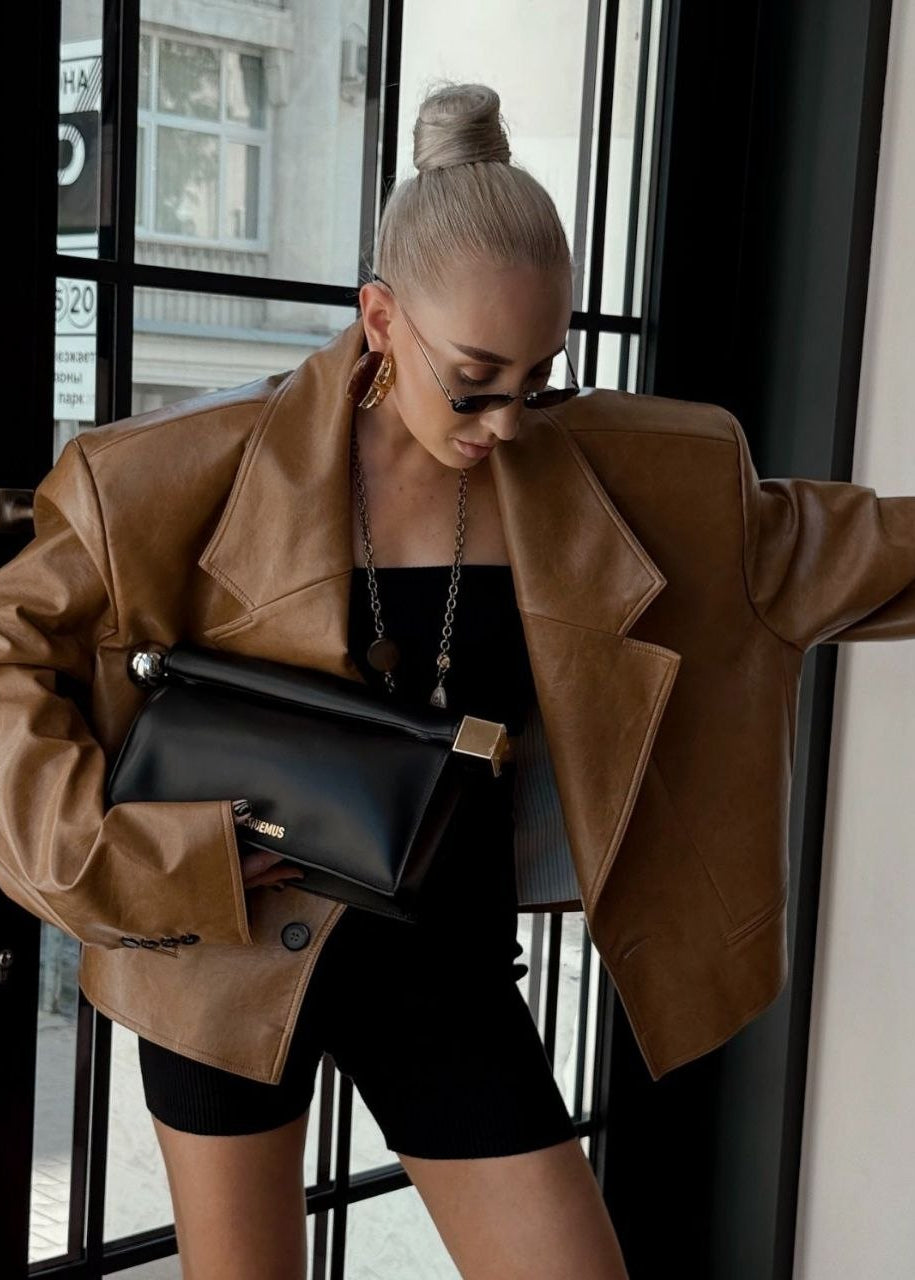 Valencia Oversized Faux Leather Blazer Jacket