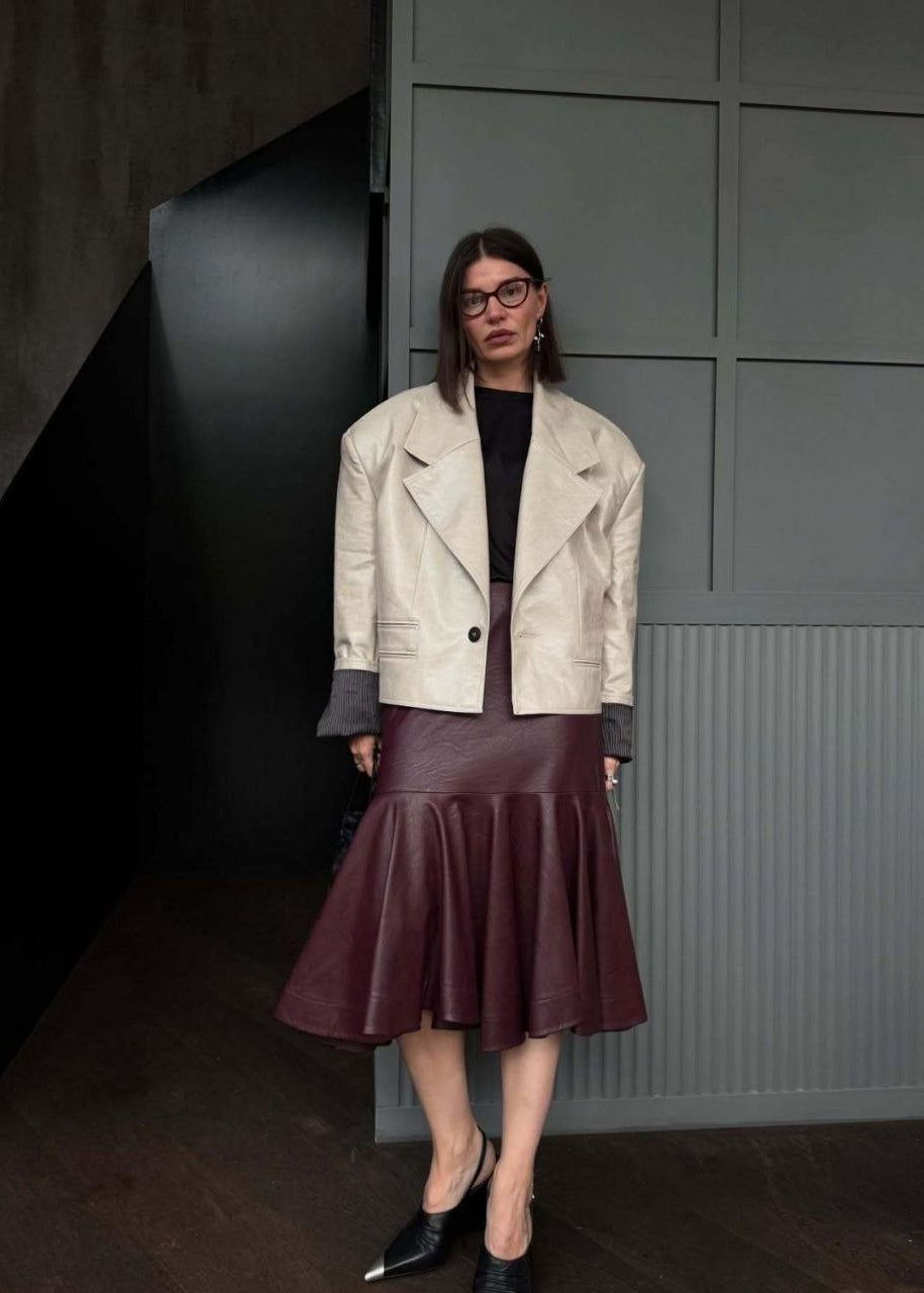 Valencia Oversized Faux Leather Blazer Jacket