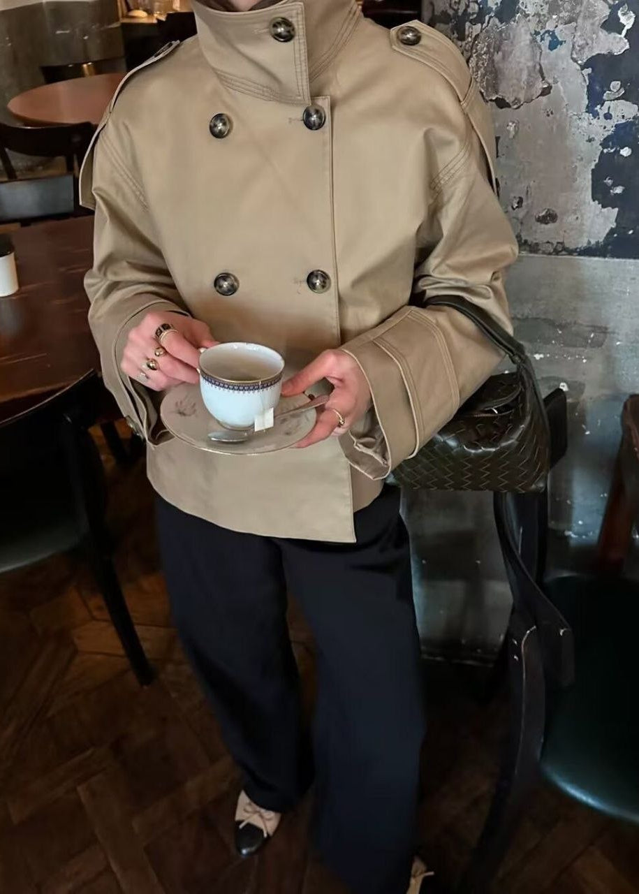 Camden Double-Breasted Short Trench Jacket