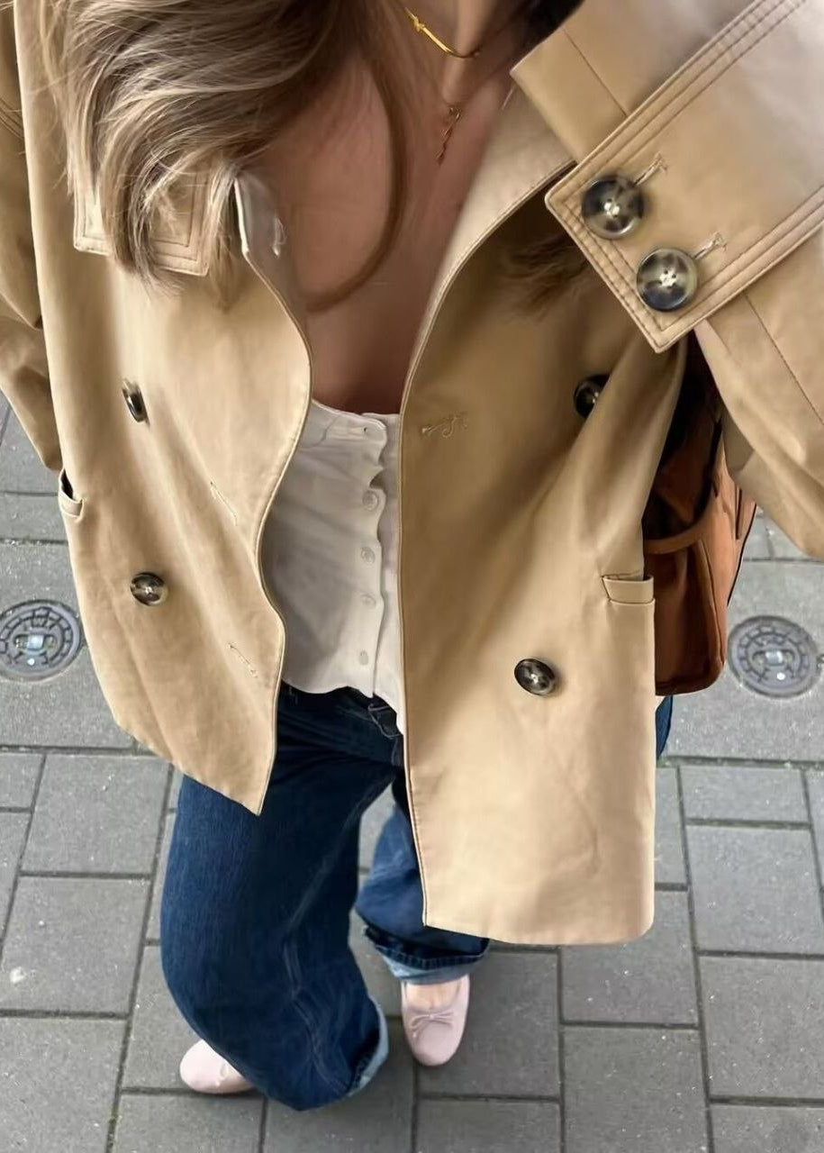 Camden Double-Breasted Short Trench Jacket