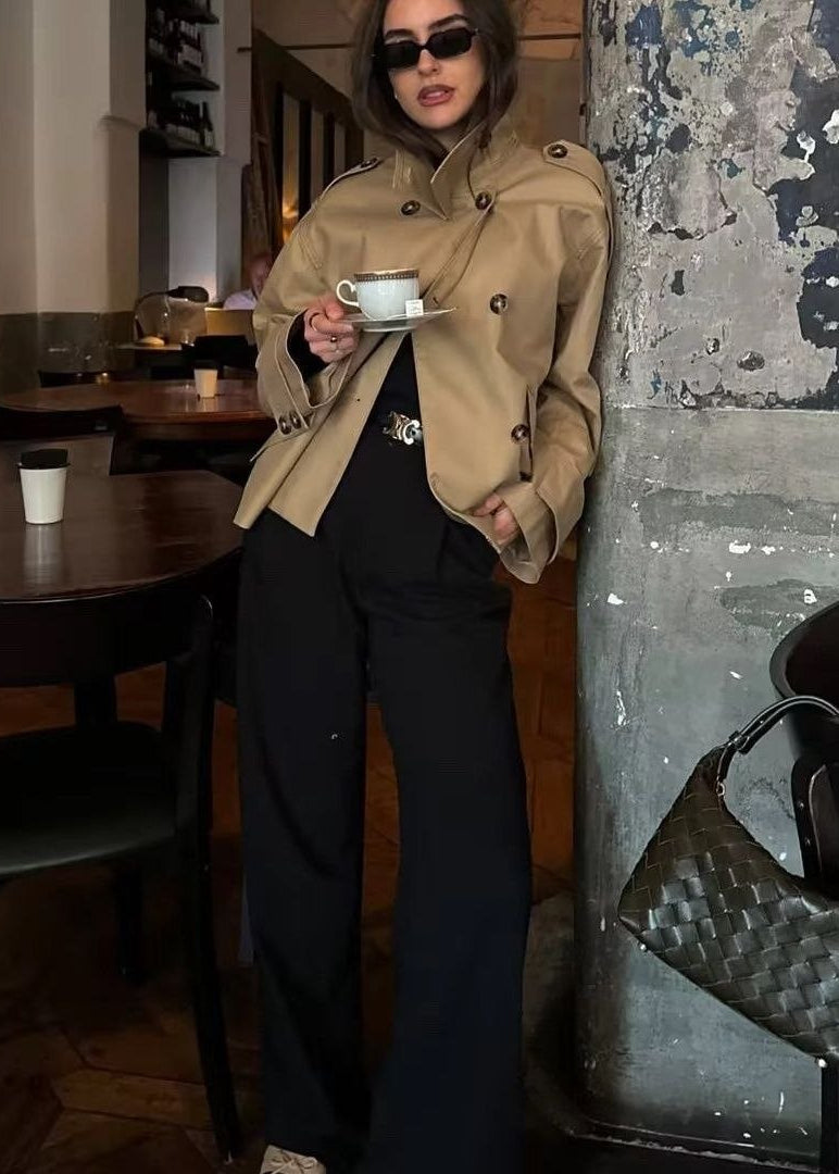 Camden Double-Breasted Short Trench Jacket