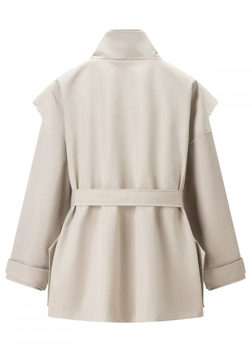Sloane High-Neck Belted Utility Jacket