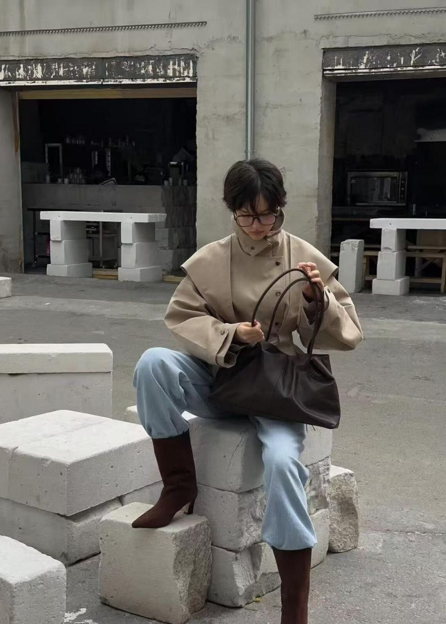 Sloane High-Neck Belted Utility Jacket