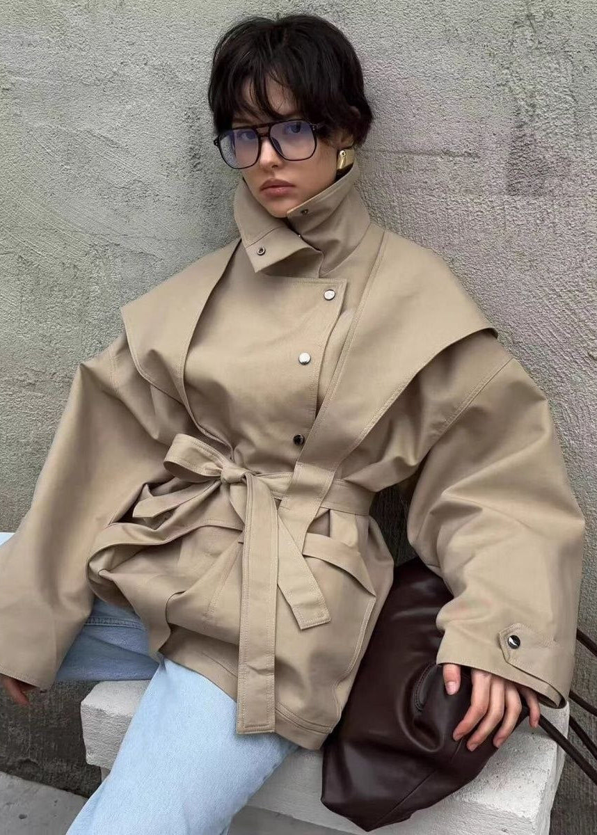Sloane High-Neck Belted Utility Jacket