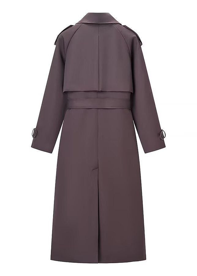 Monroe Chocolate Brown Double-Breasted Maxi Trench Coat
