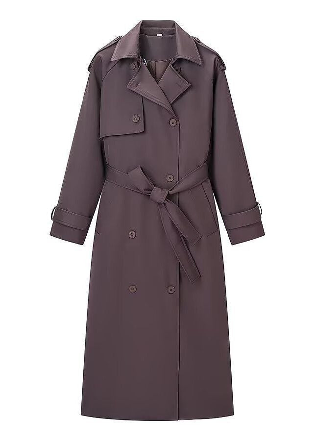 Monroe Chocolate Brown Double-Breasted Maxi Trench Coat