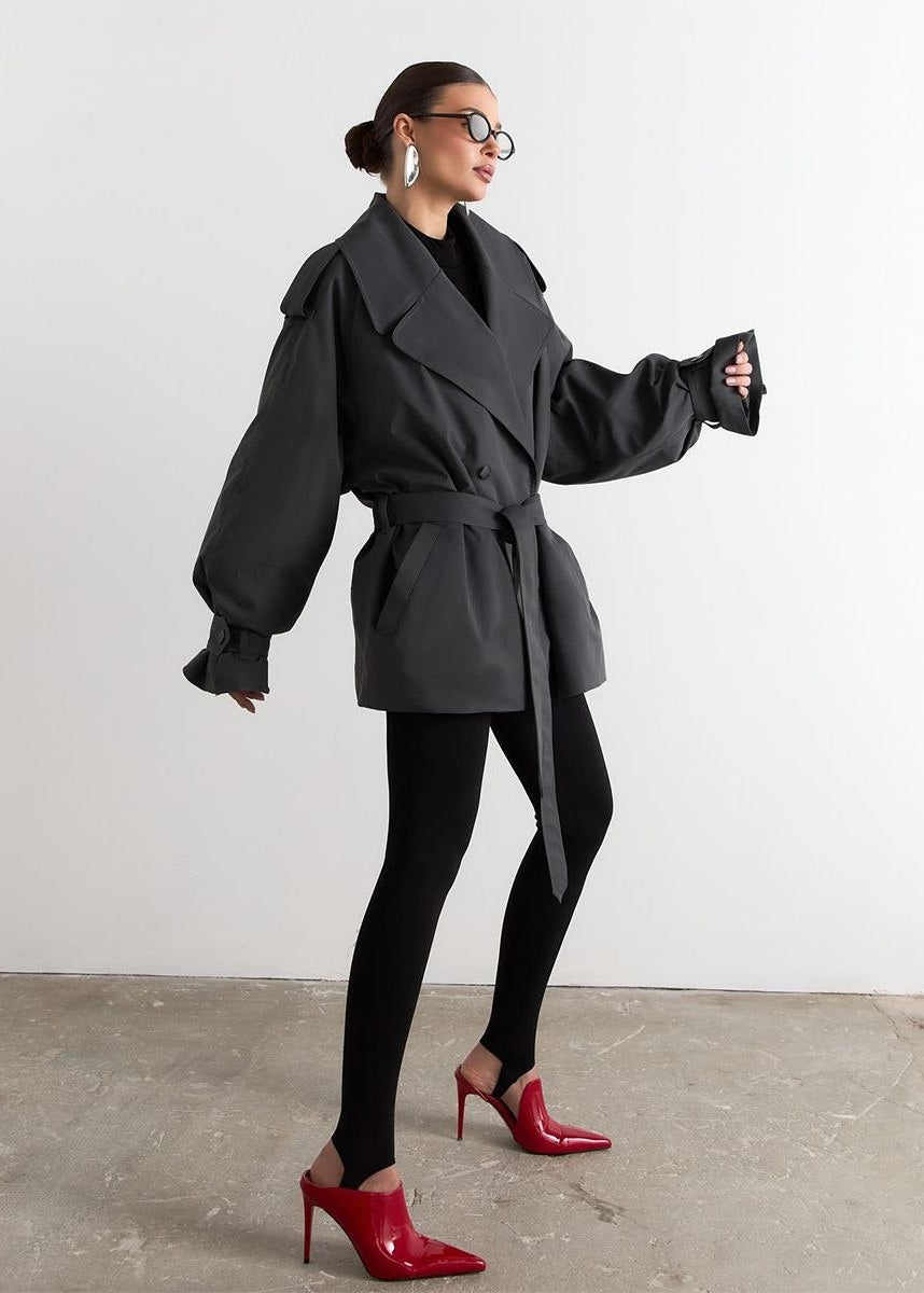 Camden Oversized Khaki Cotton Trench Jacket with Belt