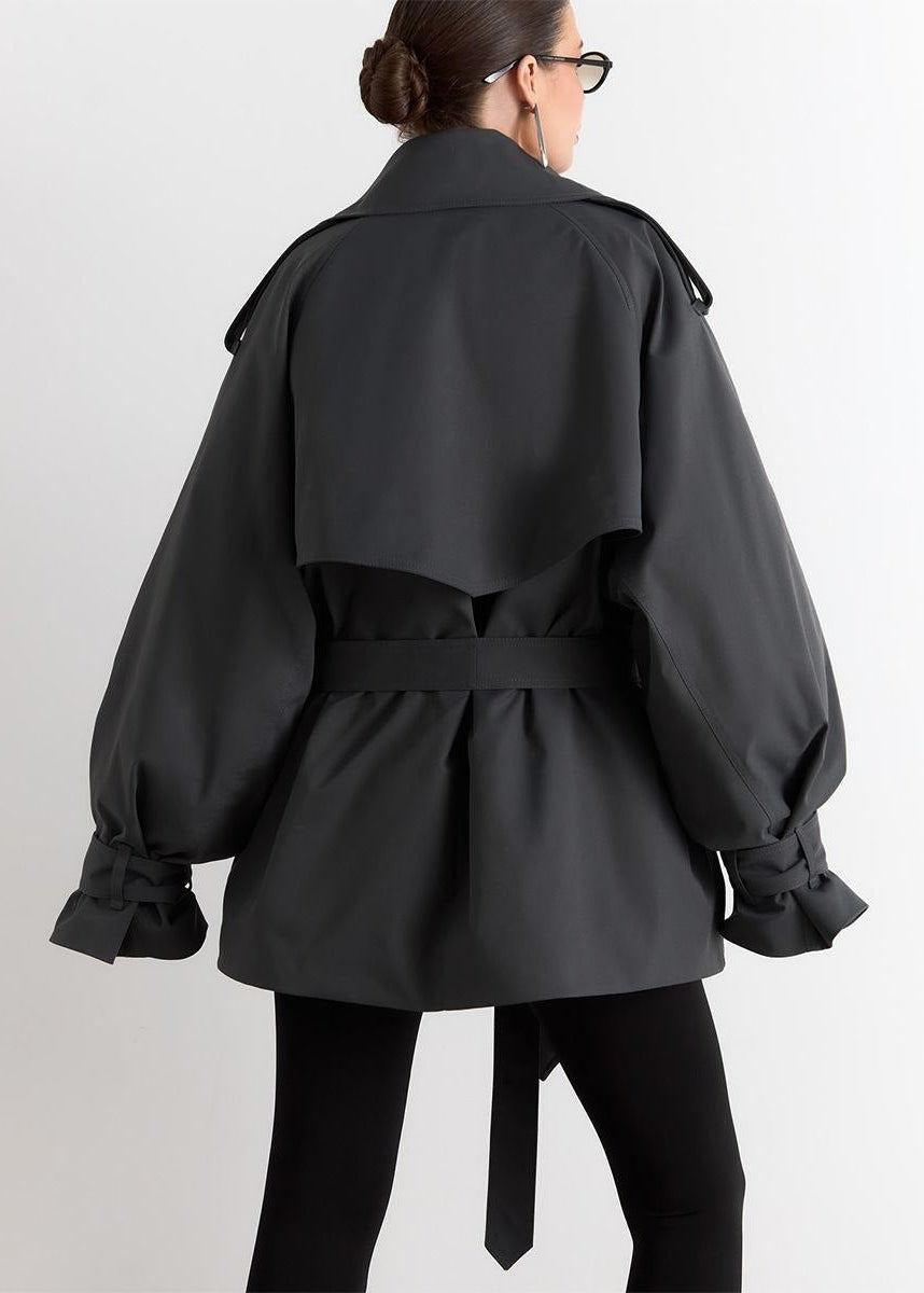 Camden Oversized Khaki Cotton Trench Jacket with Belt