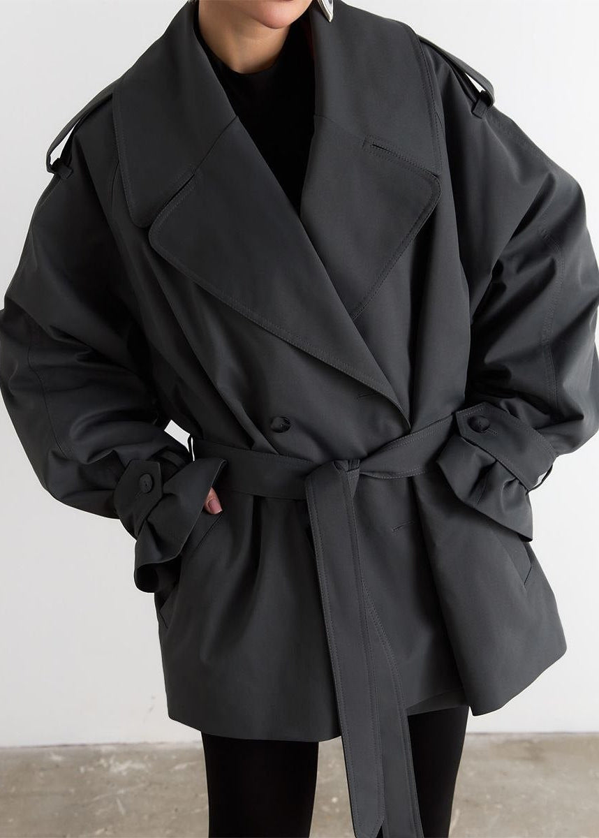 Camden Oversized Khaki Cotton Trench Jacket with Belt