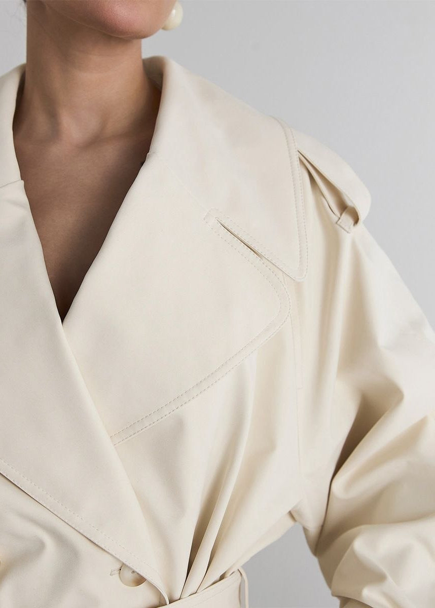 Camden Oversized Khaki Cotton Trench Jacket with Belt