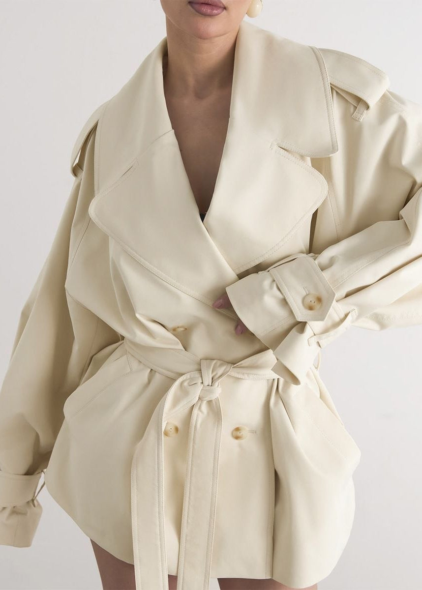 Camden Oversized Khaki Cotton Trench Jacket with Belt