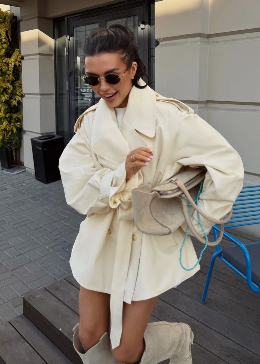 Camden Oversized Khaki Cotton Trench Jacket with Belt