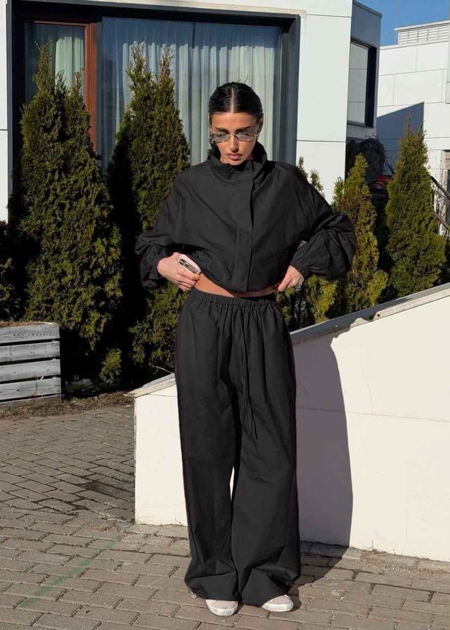 Avery Oversized Track Jacket & Wide-Leg Pants Set