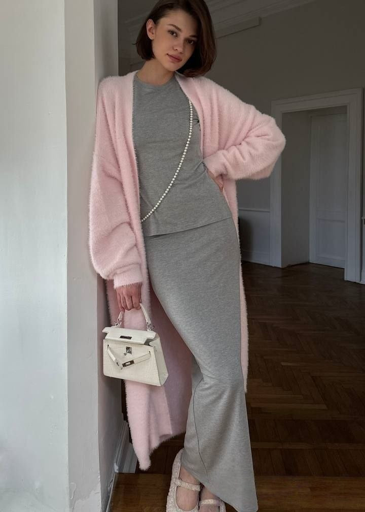 Alessia Long Fuzzy Cardigan – Oversized Open-Front Maxi Sweater