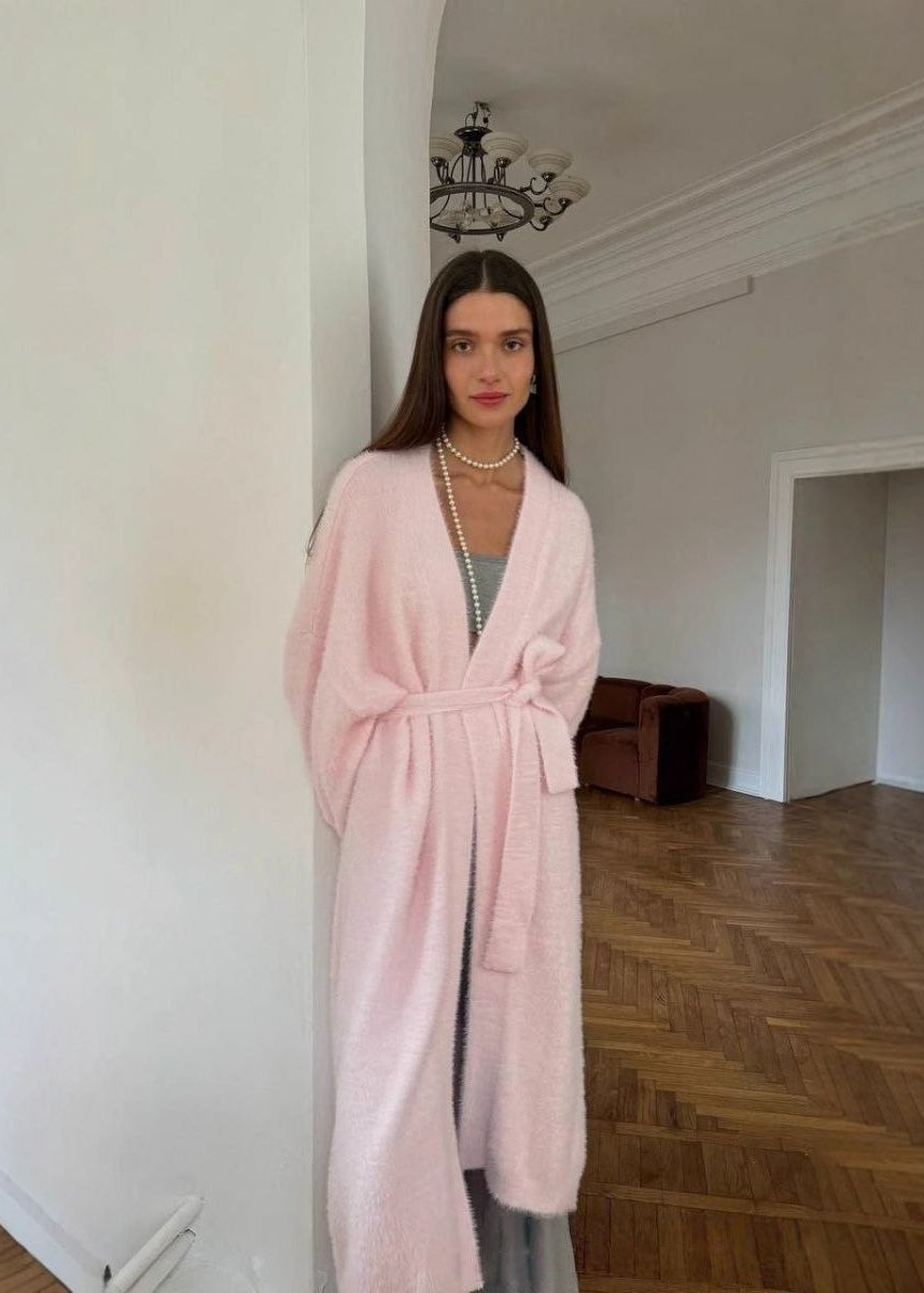 Alessia Long Fuzzy Cardigan – Oversized Open-Front Maxi Sweater
