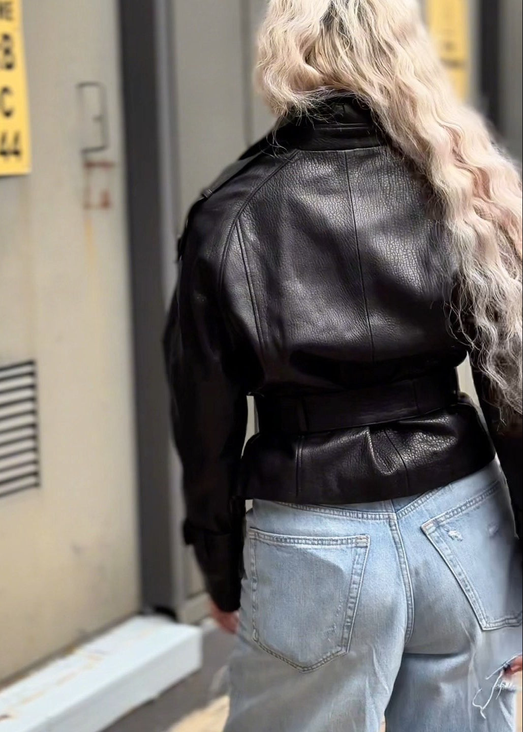 Monroe Belted Faux Leather Jacket – Black Oversized Moto Blazer
