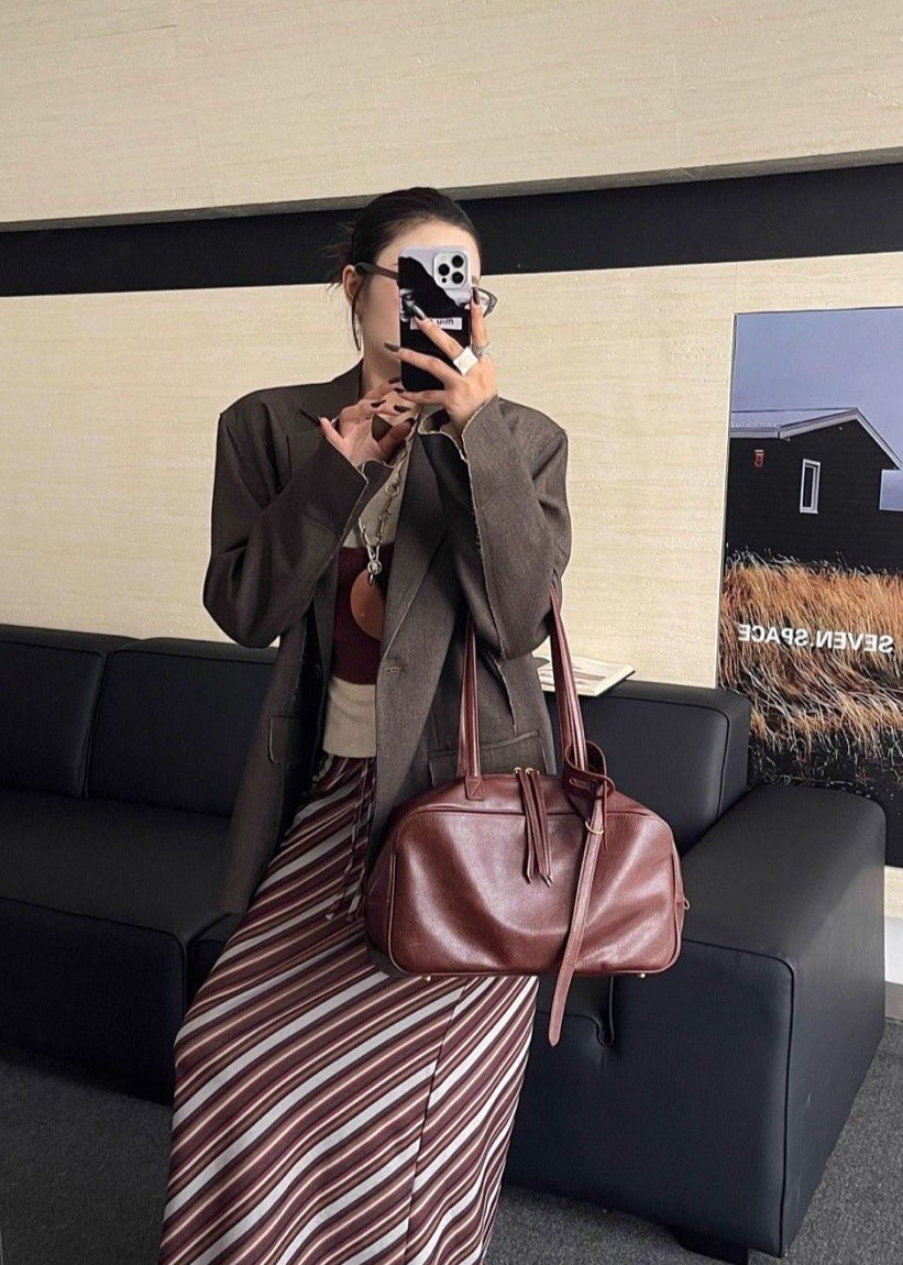 Bolso de hombro de cuero mocha