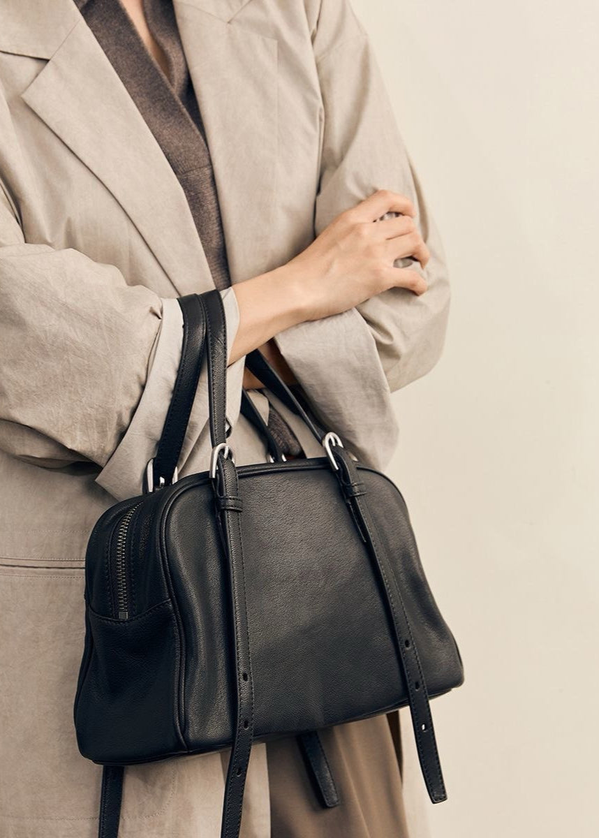 Bolso de Hombro Negro Minimalista – Bolso de Mano de Cuero PU con Correa Ajustable
