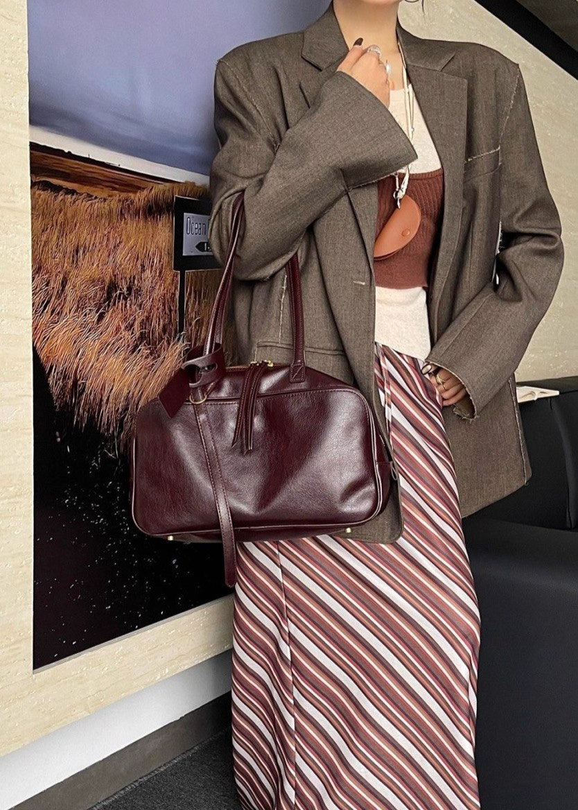 Bolso de hombro de cuero mocha