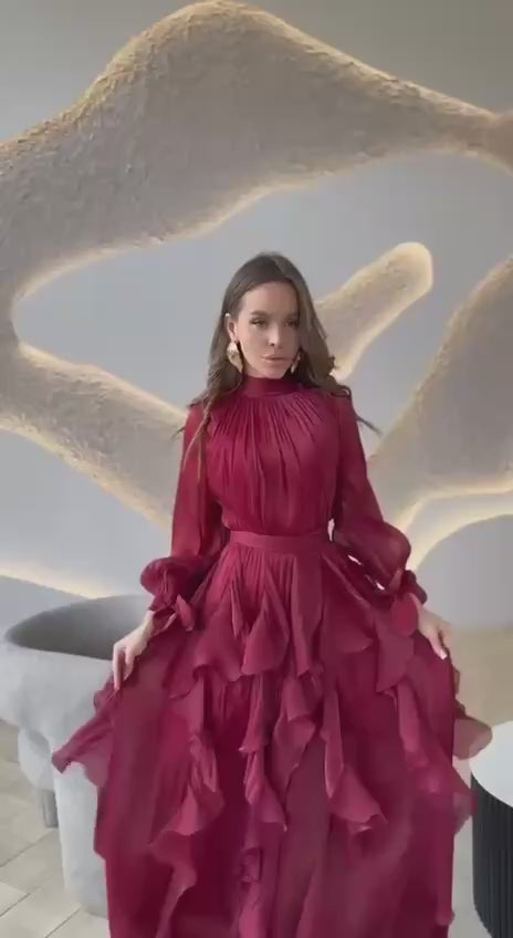 Celestine Cascade Ruffle Maxi Dress
