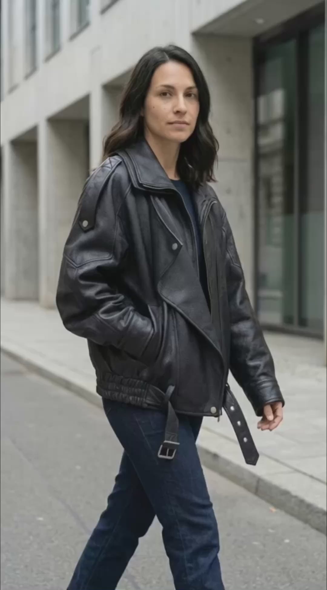 Oversized Leather Biker Jacket3563546