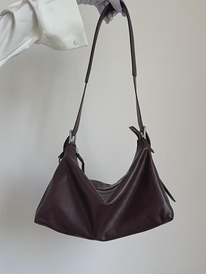 Lydia - Classic Brown Leather Shoulder Bag