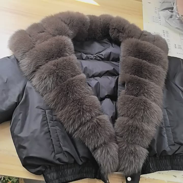 Arden Luxe - Faux Fur Collar Puffer Jacket
