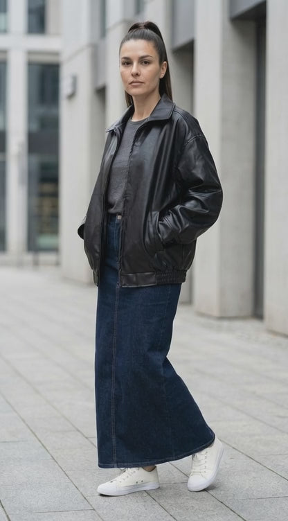 Chaqueta de cuero para mujer – Estilo inspirado en locomotoras