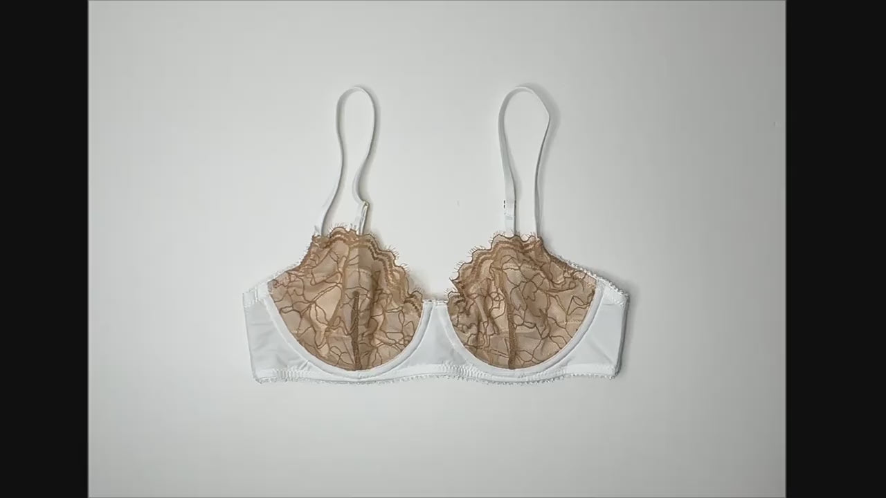Luxe Sheer Lace Lingerie Set – White with Nude Contrast